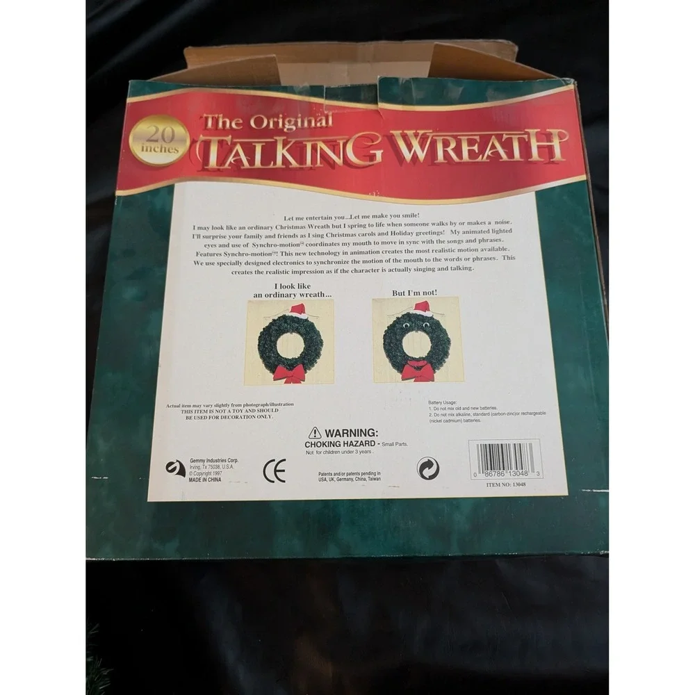 Gemmy The Original Talking Wreath 20 Inch Animated Singing Christmas Decor 13048
